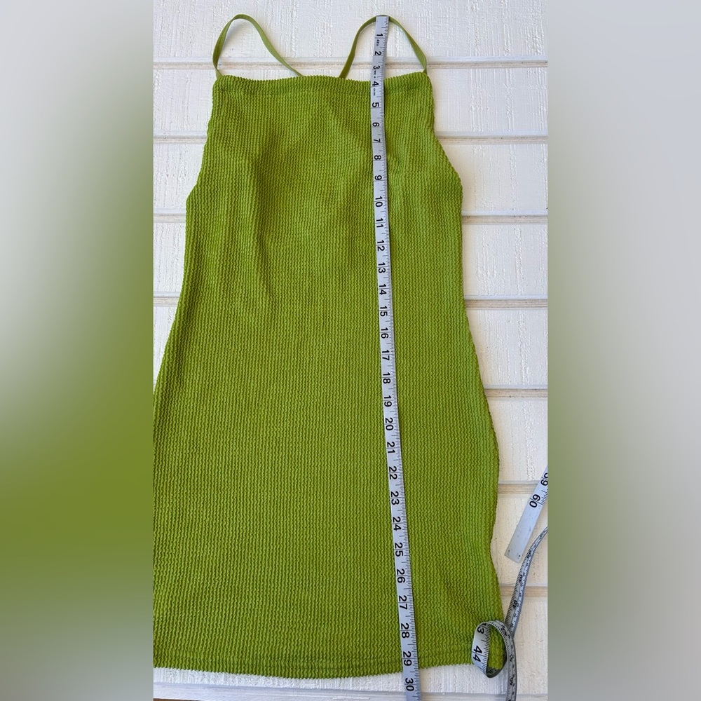 Urban Outfitters Ribbed Mini Dress Open Back Bodycon Lime Size Medium - Picture 9 of 9